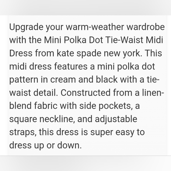 Kate Spade Polka Dot Tie Waist Midi Dress - Picture 8 of 8
